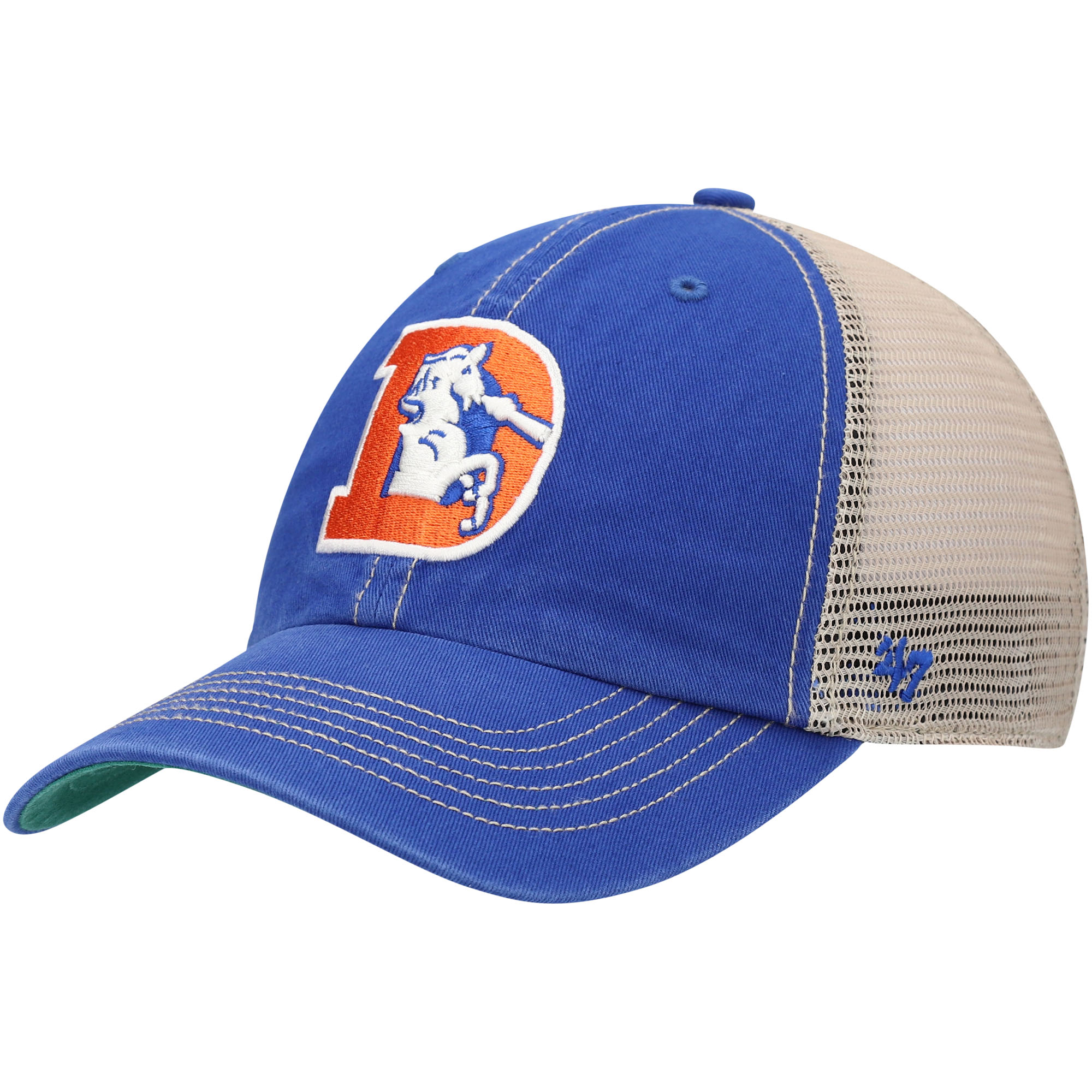 Men's '47 Brand Royal, Natural Denver Broncos Legacy Trawler Trucker Clean Up Snapback Hat - Royal, Natural
