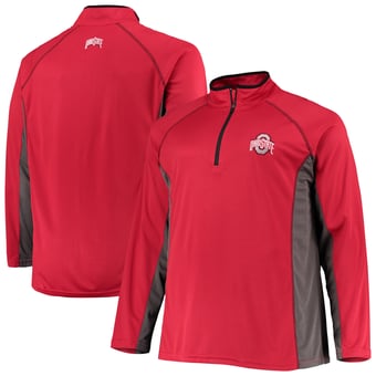 Men's Fanatics Scarlet Ohio State Buckeyes Big & Tall Quarter-Zip Raglan Jacket