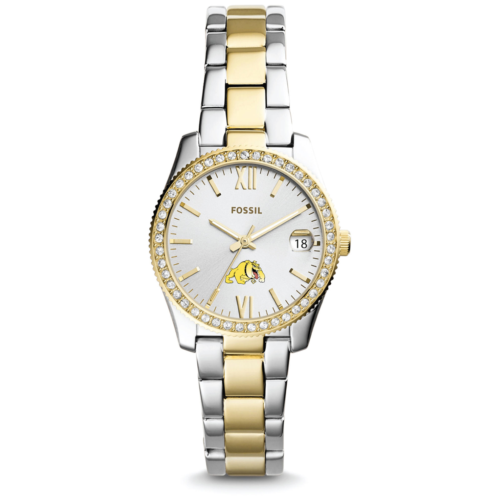 Women's Fossil Bowie State Bulldogs Scarlette Mini Two Tone Stainless Steel Watch