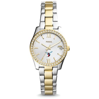 Women's Fossil Delaware State Hornets Scarlette Mini Two Tone Stainless Steel Watch