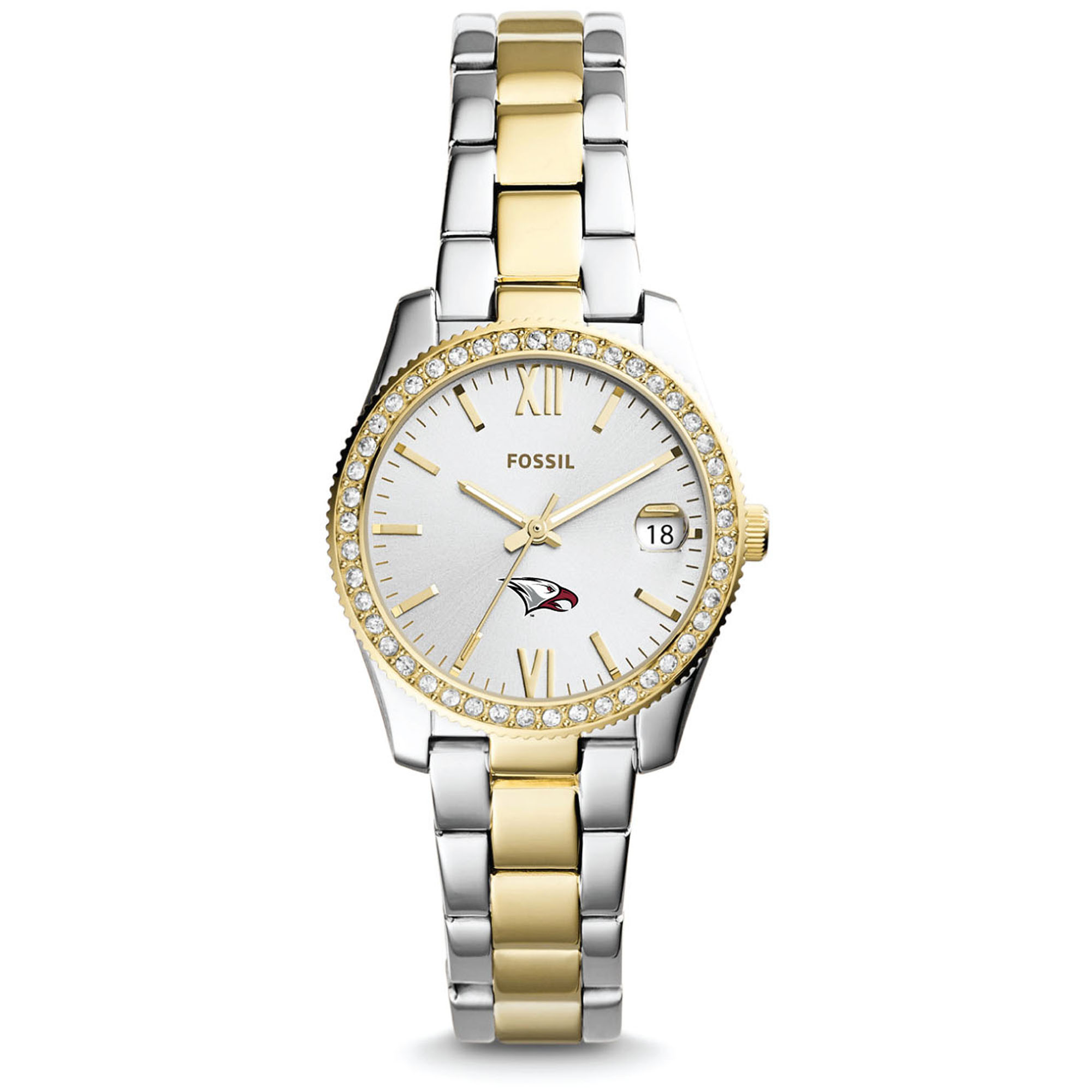 Women's Fossil North Carolina Central Eagles Scarlette Mini Two Tone Stainless Steel Watch