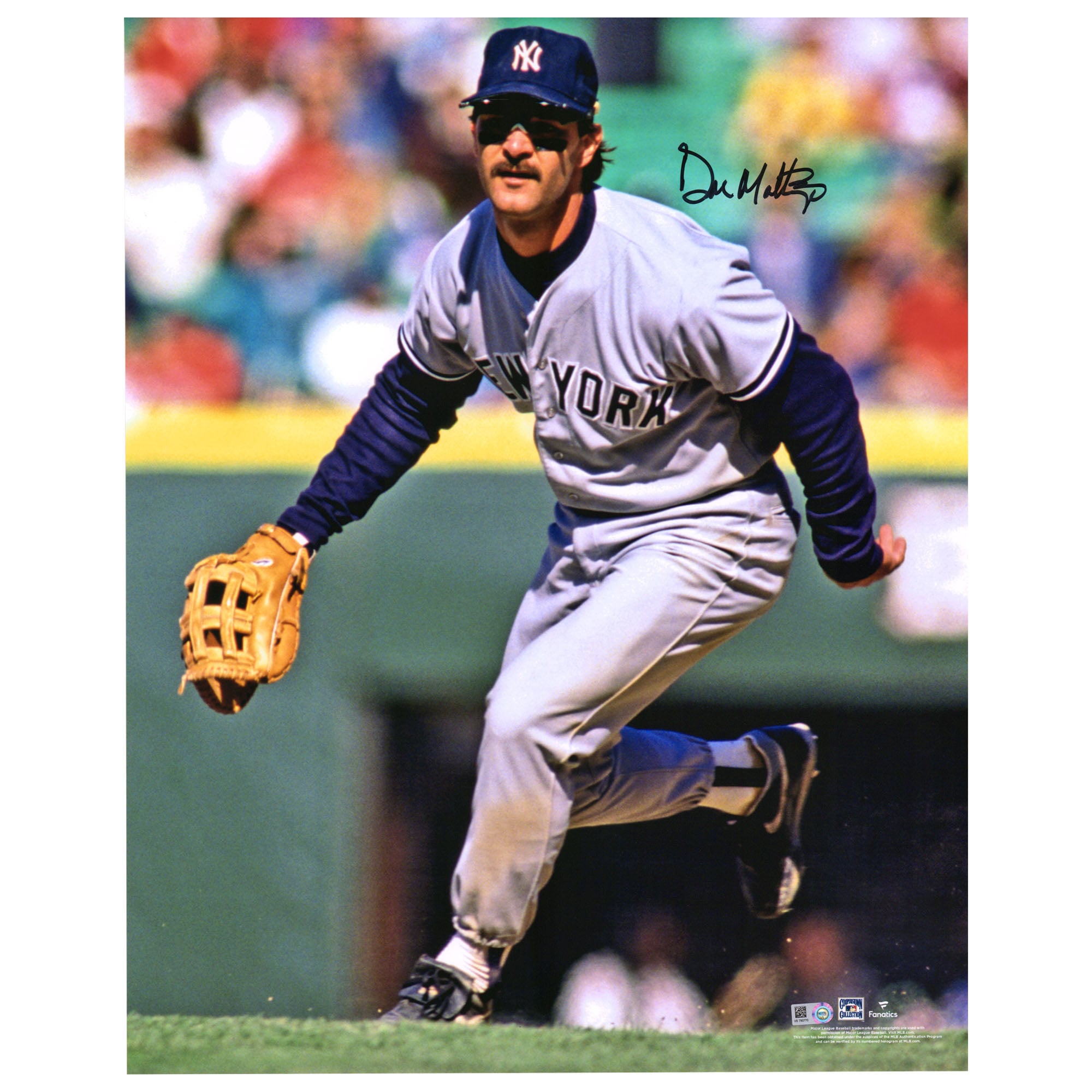 Don Mattingly New York Yankees Autographed 16" x 20" Fielding Photograph