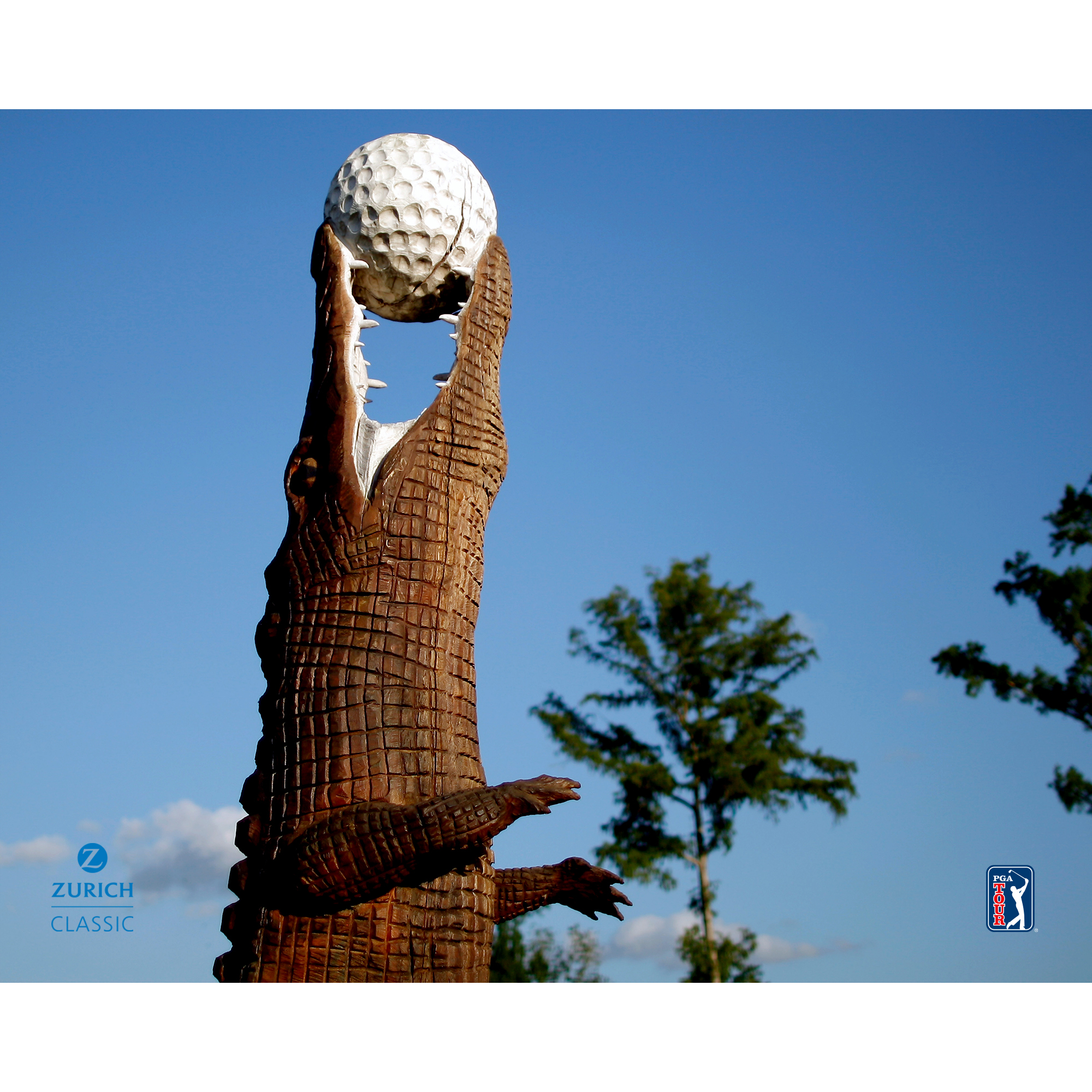Zurich Classic of New Orleans Unsigned Wooden Alligator Statue Photograph Zurich Classic of New Orleans Unsigned Wooden Alligator Statue Photograph