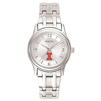 Women's Illinois Fighting Illini Silver-Tone Dial Stainless Steel Quartz Watch