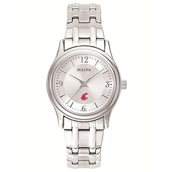 Women's Washington State Cougars Silver-Tone Dial Stainless Steel Quartz Watch