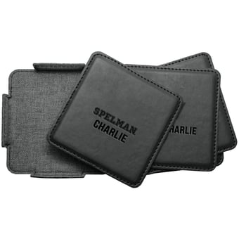 Spelman College Jaguars 4-Pack Personalized Leather Coaster Set