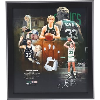 Larry Bird Boston Celtics Autographed Framed 20" x 24" Career Gallery Wrapped Canvas with White Acrylic Paint Hand Print