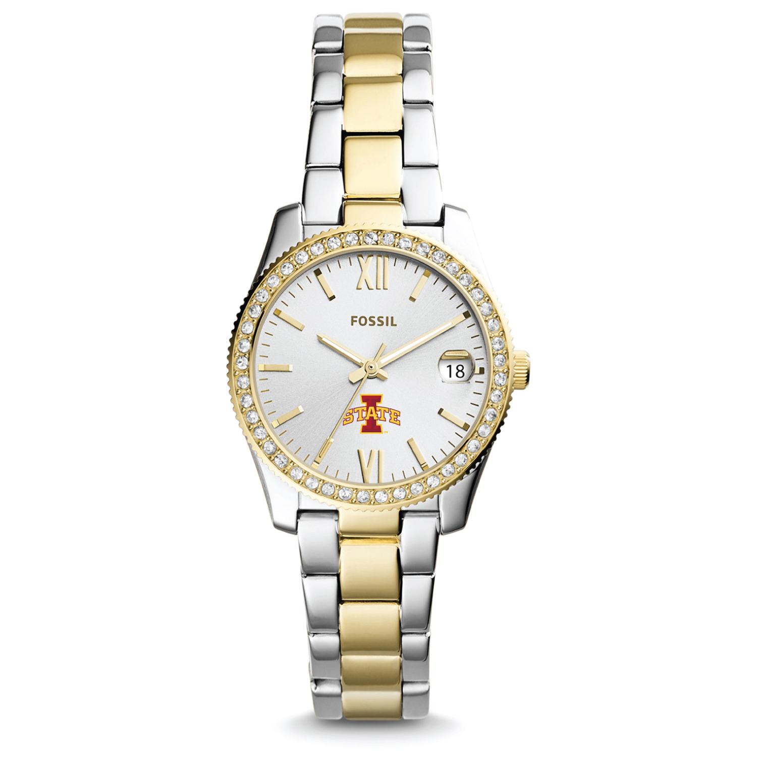 Women's Fossil Iowa State Cyclones Scarlette Mini Two Tone Stainless Steel Watch