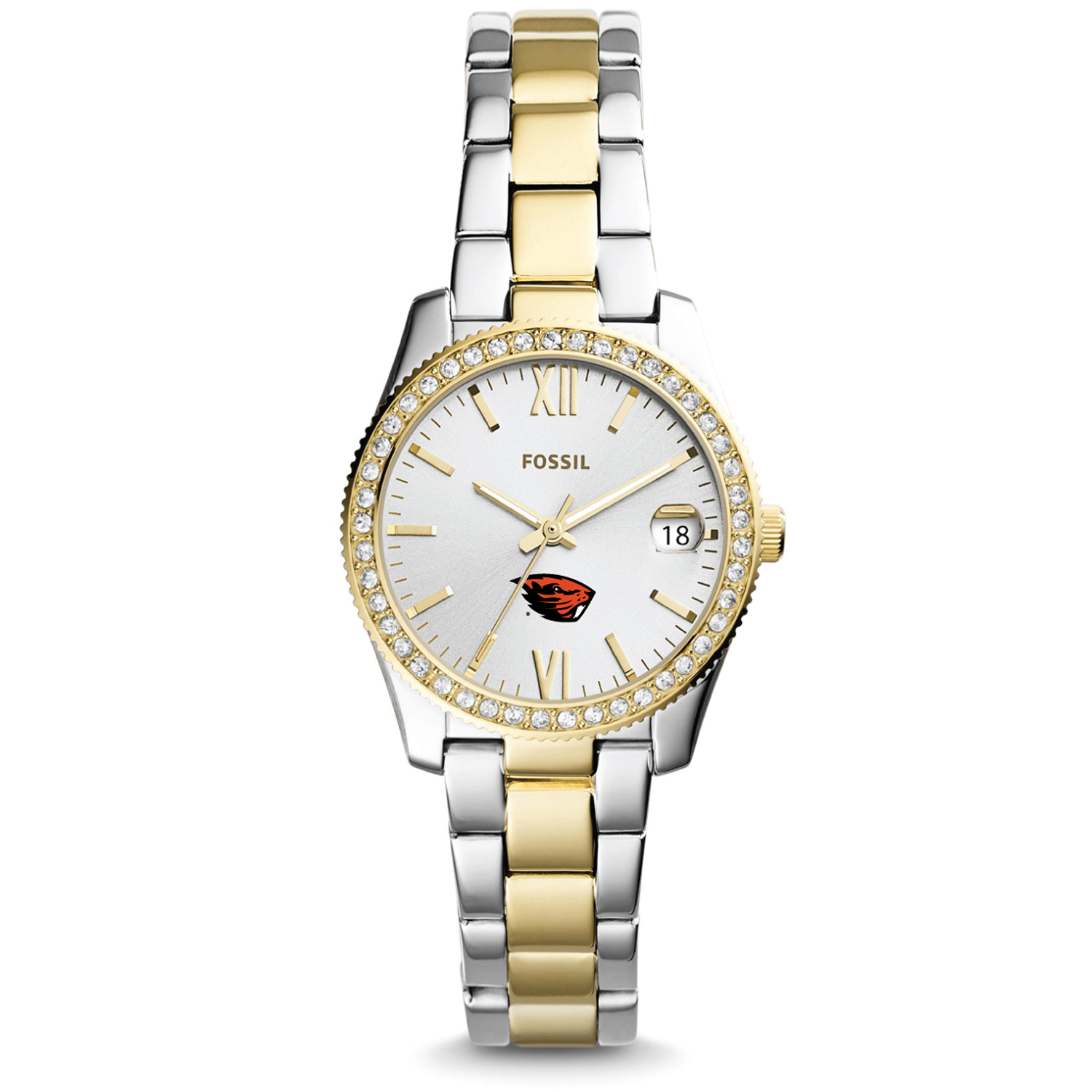 Women's Fossil Oregon State Beavers Scarlette Mini Two Tone Stainless Steel Watch