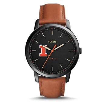 Fossil Illinois Fighting Illini The Minimalist Slim Leather Watch