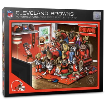 Fanpoint Cleveland Browns Purebred Fans 18'' x 24'' A Real Nailbiter 500-Piece Puzzle