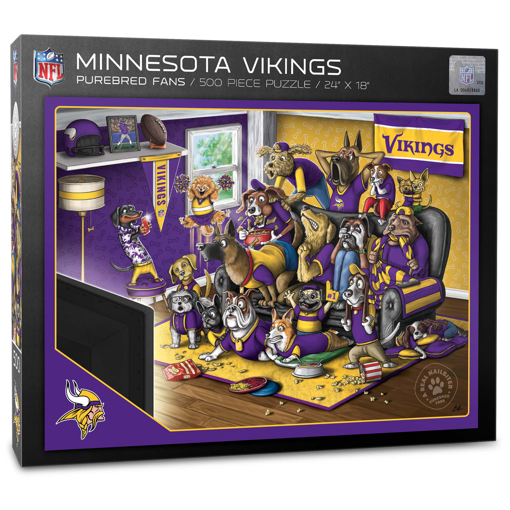 Fanpoint Minnesota Vikings Purebred Fans 18'' x 24'' A Real Nailbiter 500-Piece Puzzle