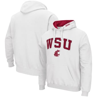 Men's Colosseum White Washington State Cougars Arch & Logo 3.0 Pullover Hoodie