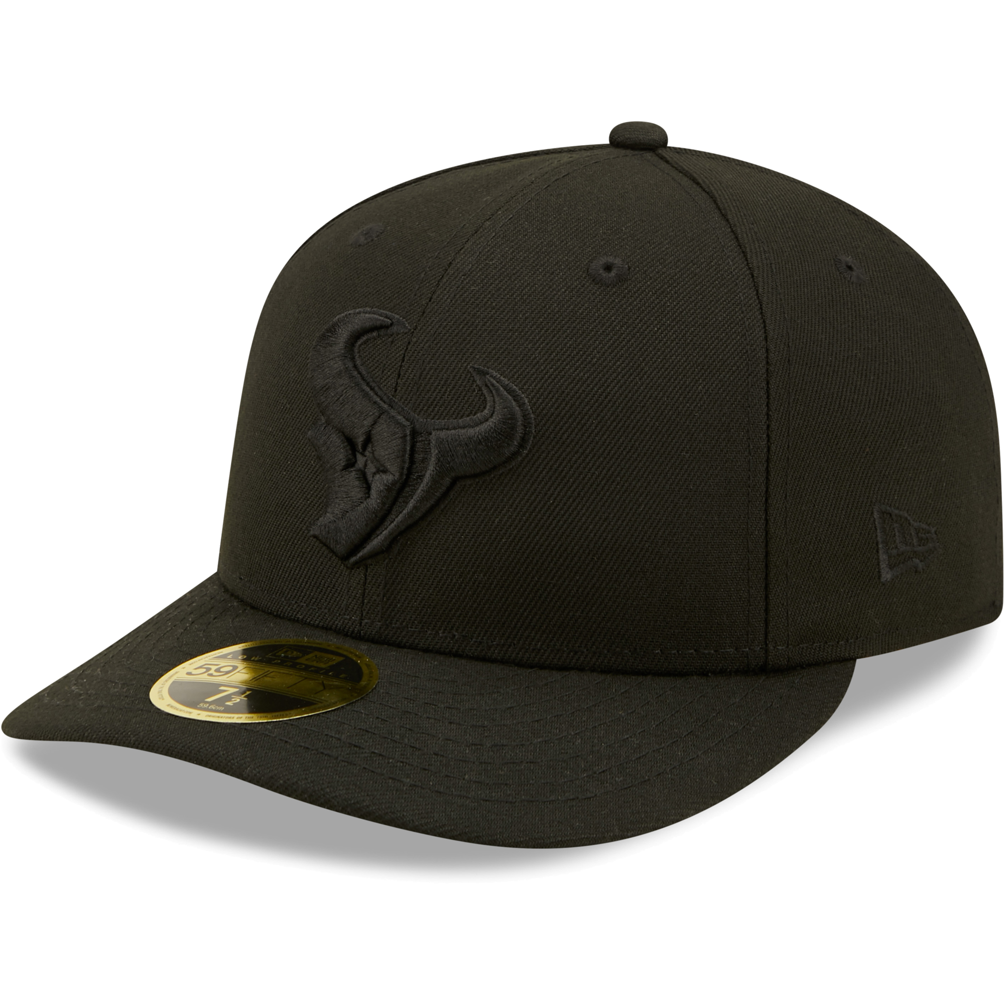 Men's New Era Black Houston Texans Black on Black Low Profile 59FIFTY II Fitted Hat: retailer-supplied image