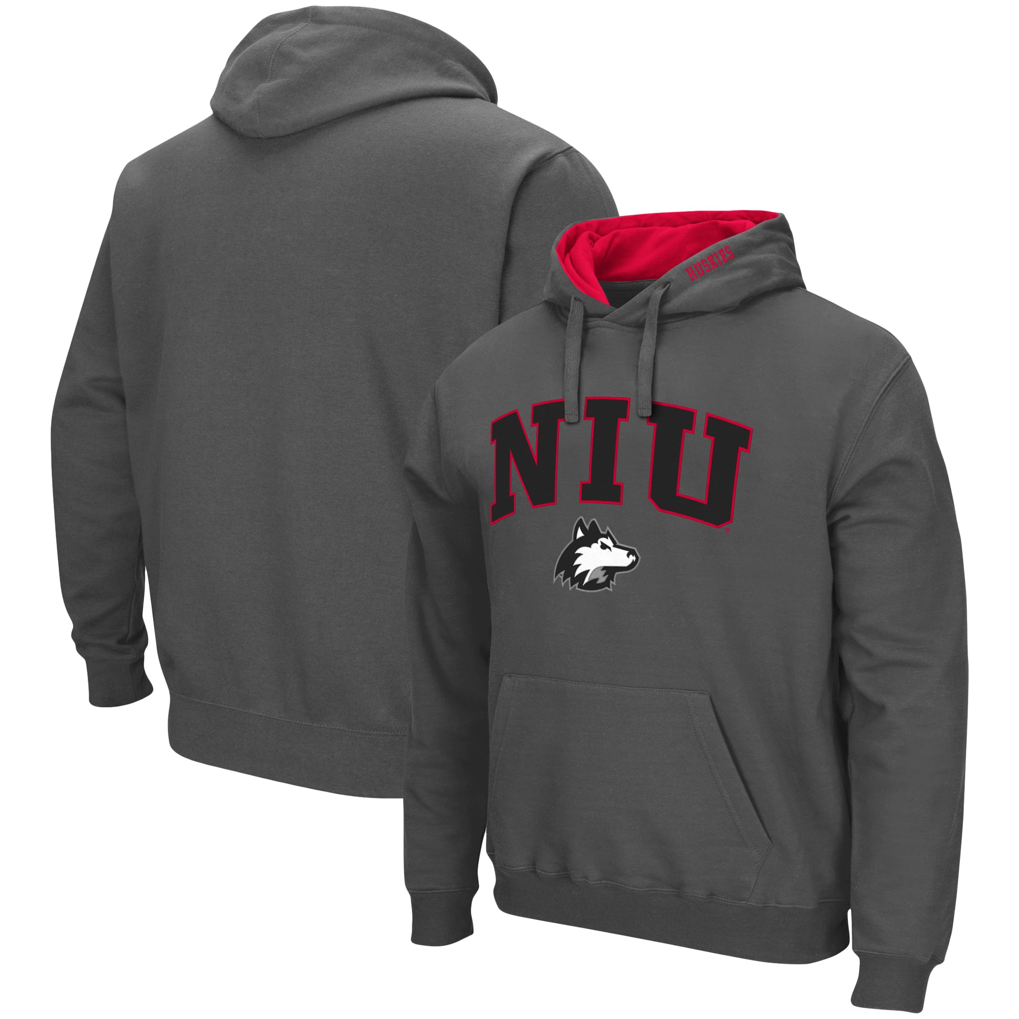 Men's Colosseum Charcoal Northern Illinois Huskies Arch & Logo 3.0 Pullover Hoodie