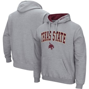Men's Colosseum Heather Gray Texas State Bobcats Arch & Logo 3.0 Pullover Hoodie