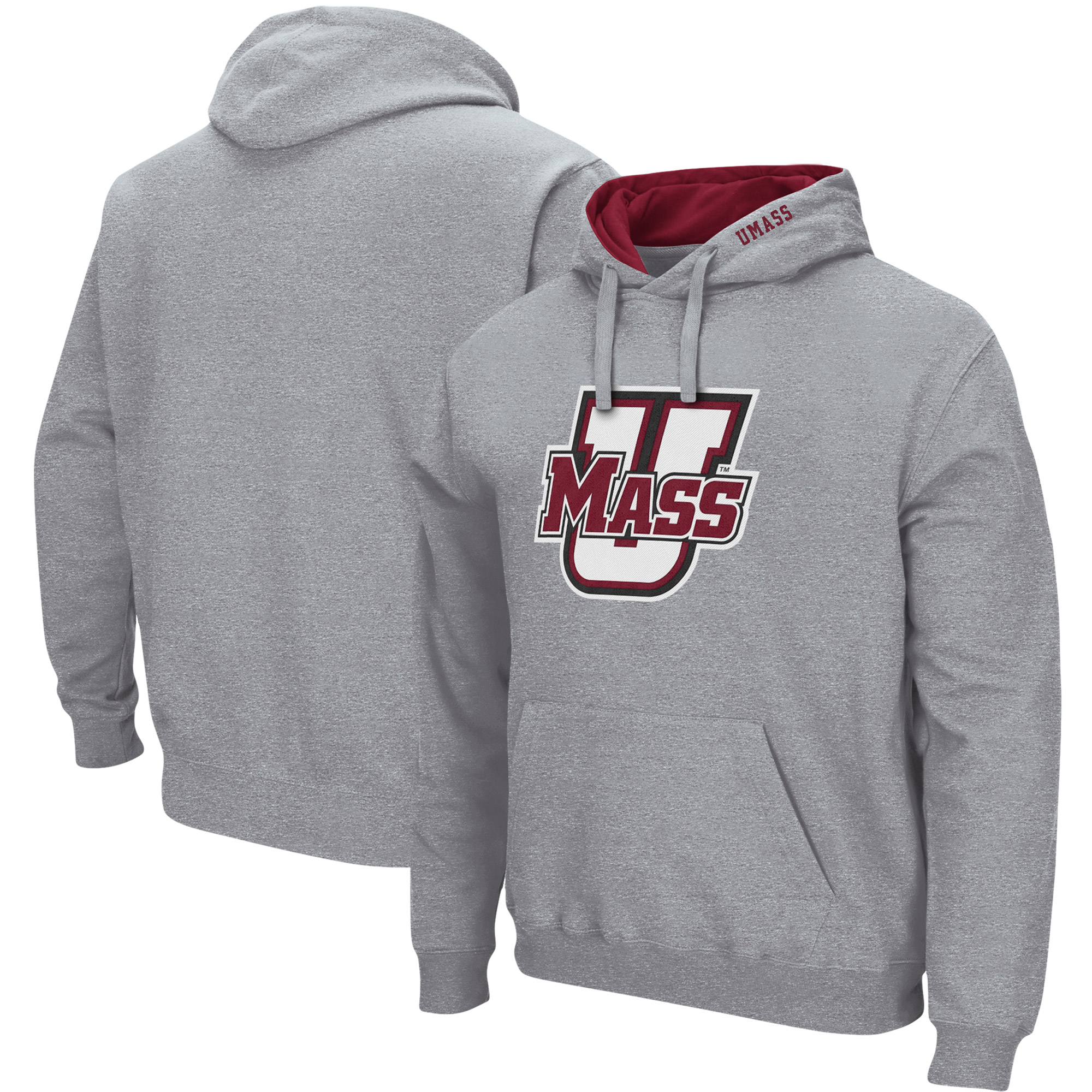 Men's Colosseum Heather Gray UMass Minutemen Arch & Logo Hoodie