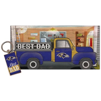 Baltimore Ravens 6'' x 12'' Best Dad Truck Sign & Key Chain Bundle