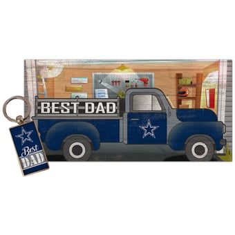 Dallas Cowboys 6'' x 12'' Best Dad Truck Sign & Key Chain Bundle