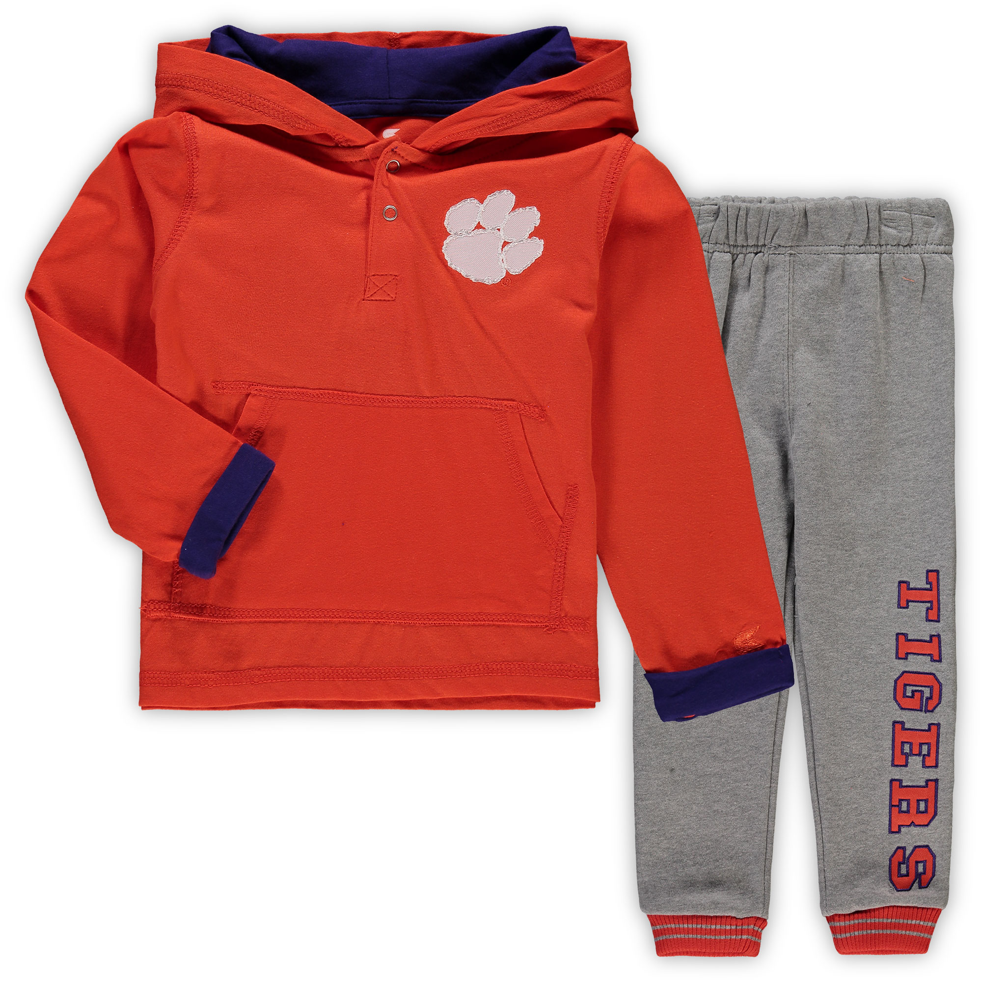 Toddler Colosseum Orange/Heathered Gray Clemson Tigers Poppies Hoodie and Sweatpants Set Toddler Colosseum Orange/Heathered Gray Clemson Tigers Poppies Hoodie and Sweatpants Set