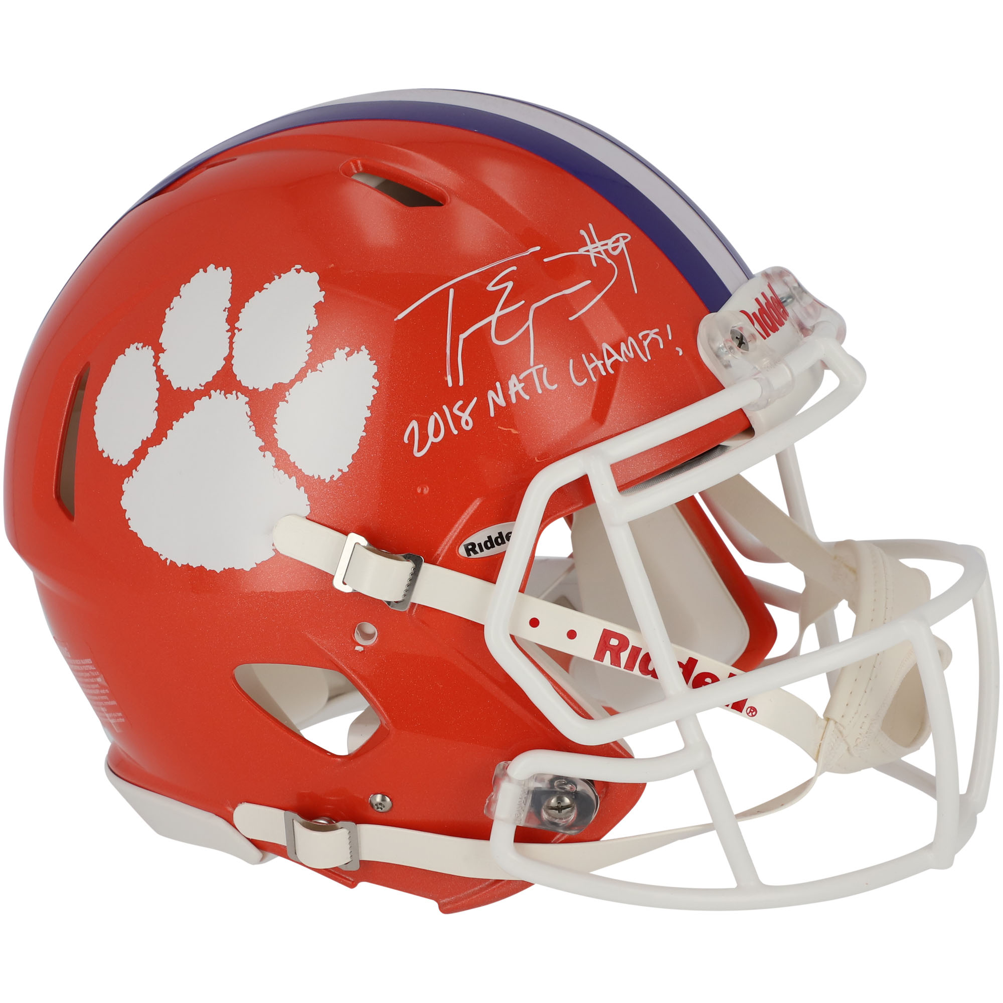 Travis Etienne Clemson Tigers Autographed Speed Authentic Helmet with "2018 NATL CHAMPS" Inscription