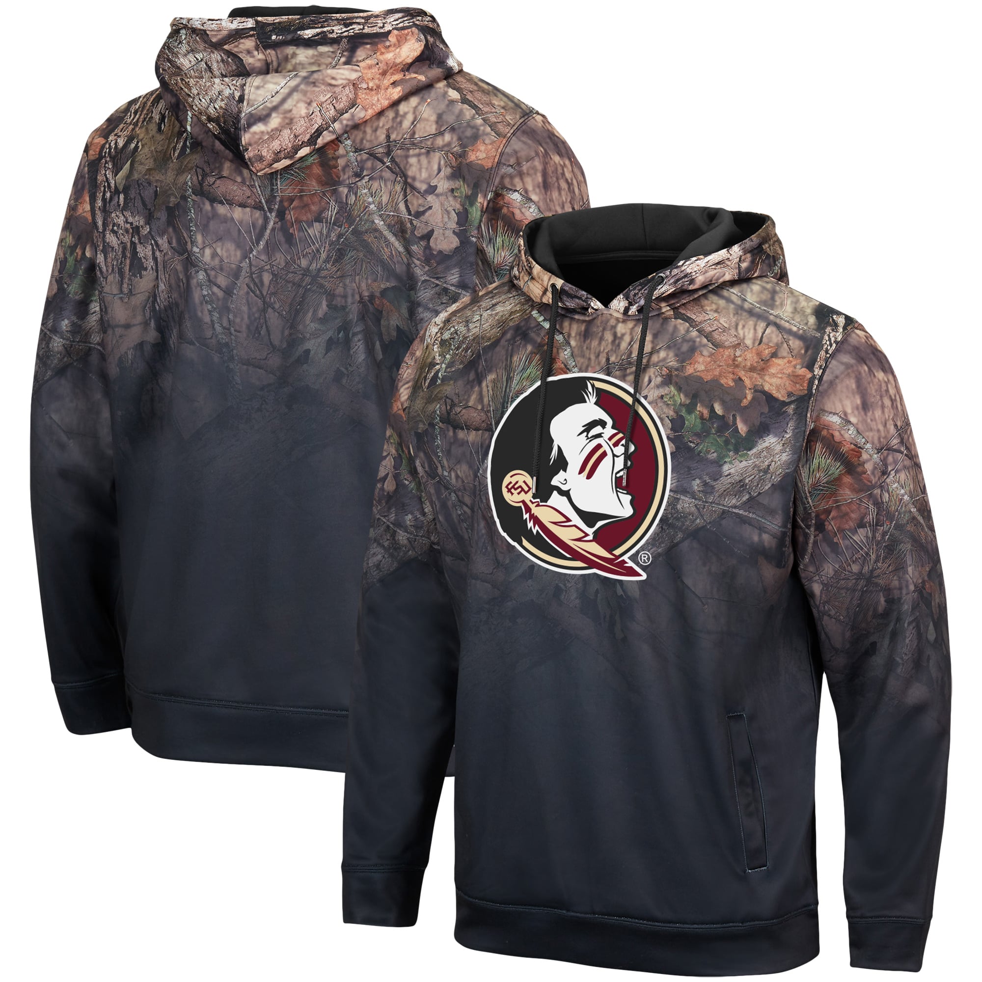 Men's Colosseum Black Florida State Seminoles Mossy Oak Pullover Hoodie