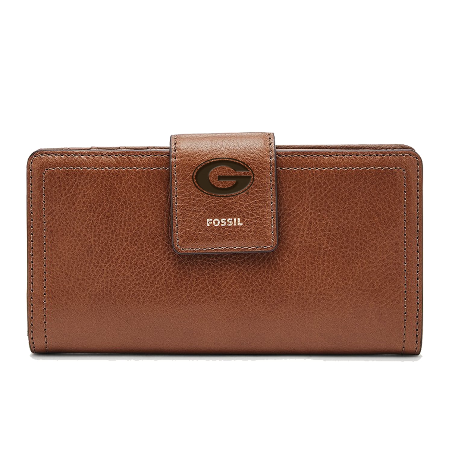 Women's Fossil Brown Georgia Bulldogs Leather Logan RFID Tab Clutch