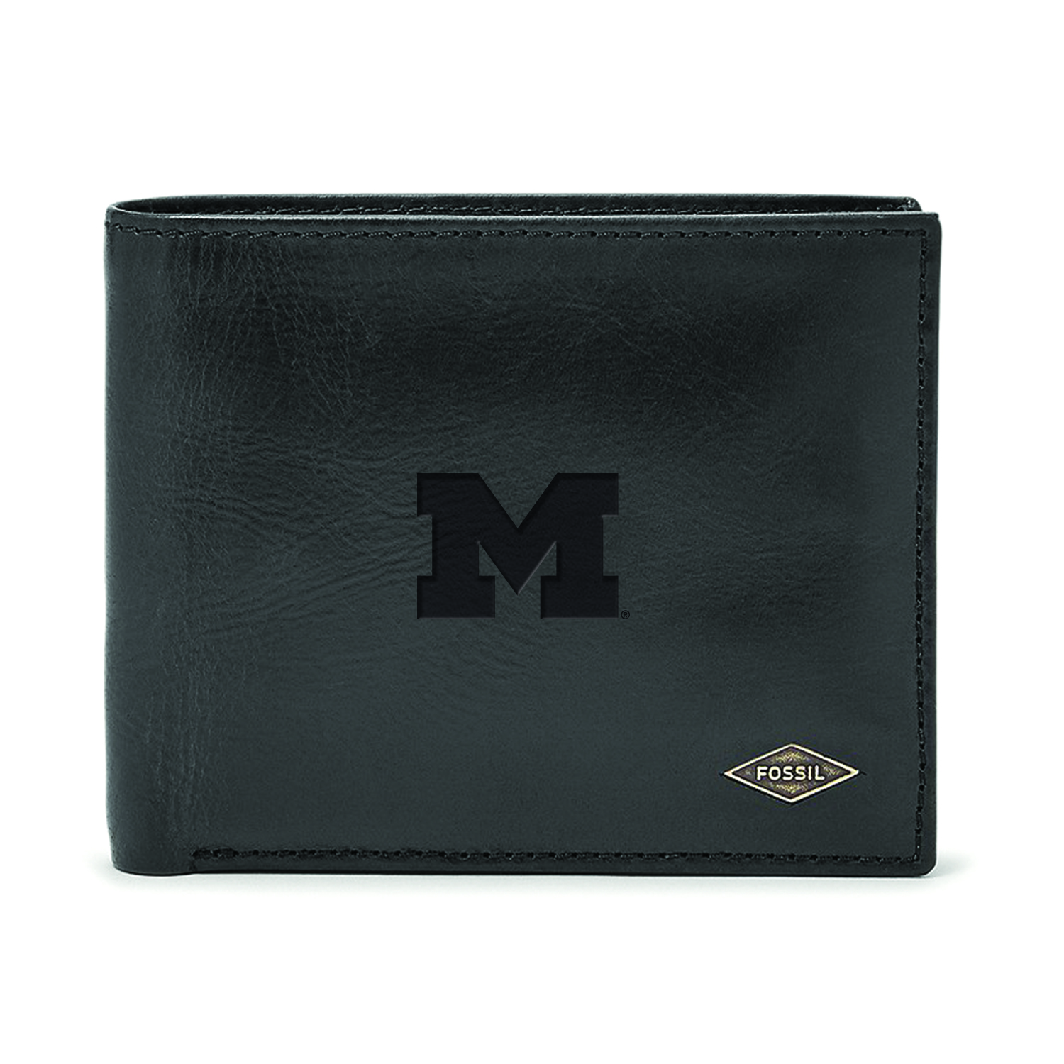 Men's Fossil Black Michigan Wolverines Ryan RFID Passcase