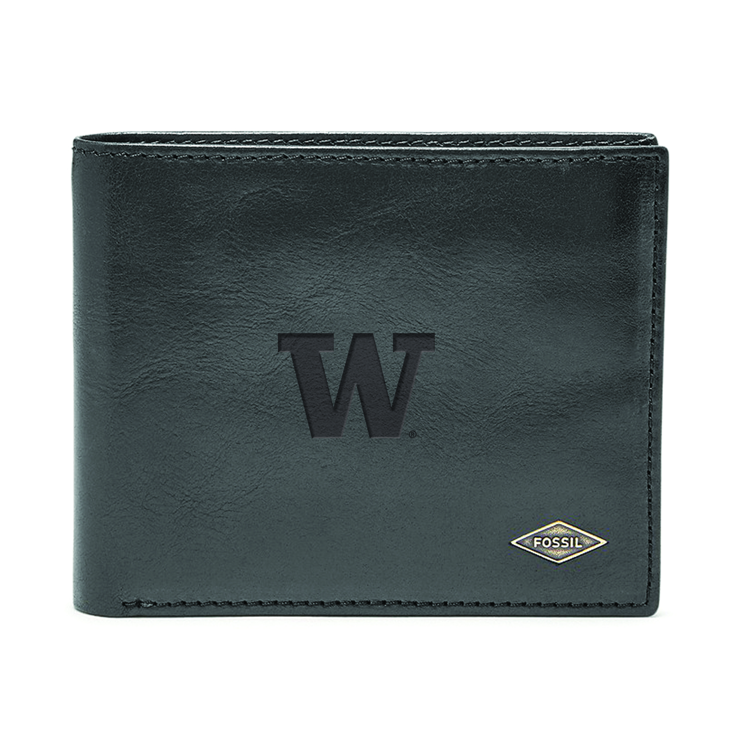 Men's Fossil Black Washington Huskies Ryan RFID Flip ID Bi-Fold Wallet