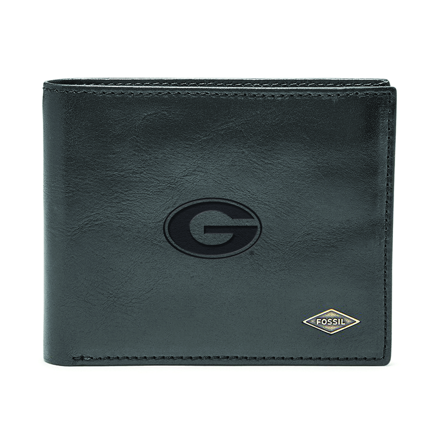 Men's Fossil Black Georgia Bulldogs Ryan RFID Flip ID Bi-Fold Wallet
