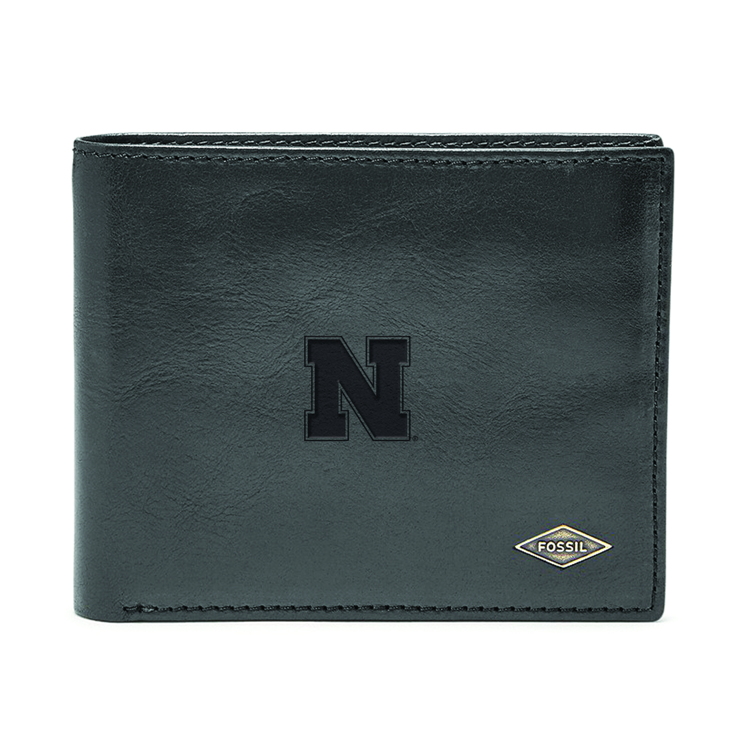 Men's Fossil Black Nebraska Huskers Ryan RFID Flip ID Bi-Fold Wallet