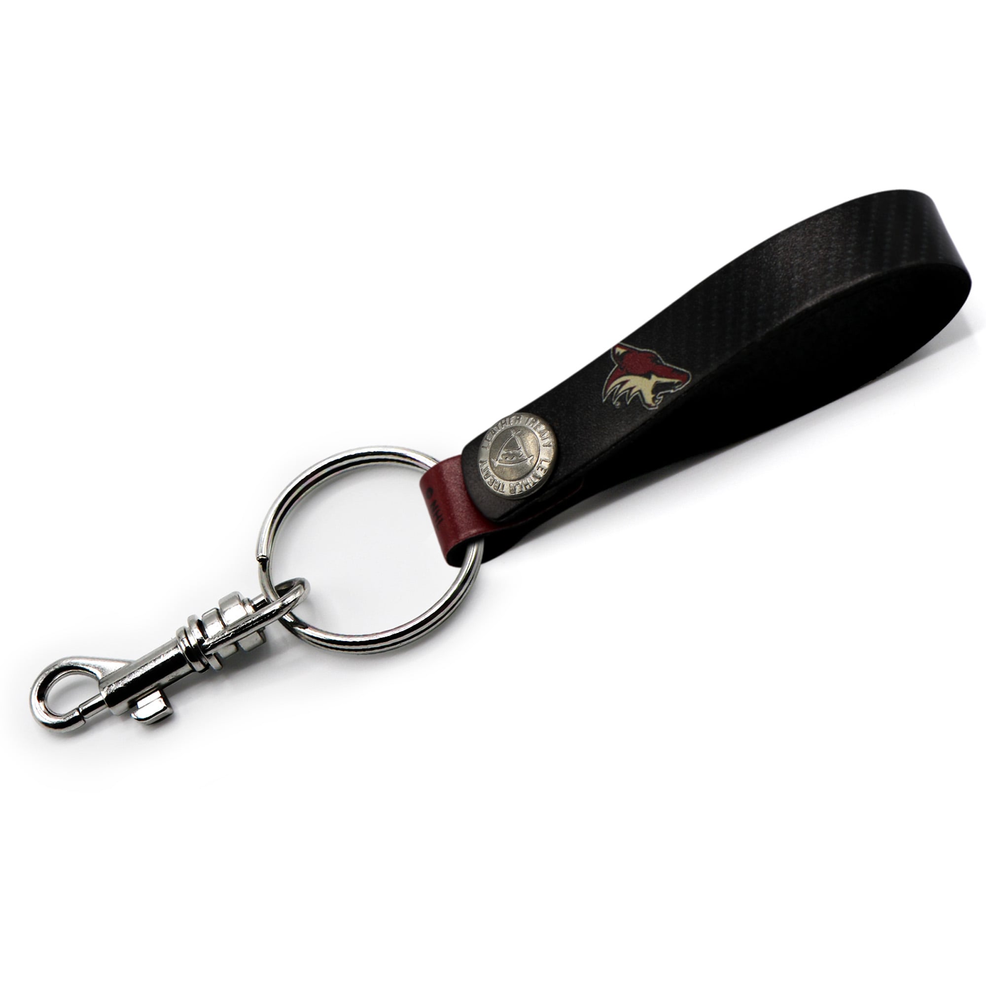 Black Arizona Coyotes Personalized Leather Loop Keychain