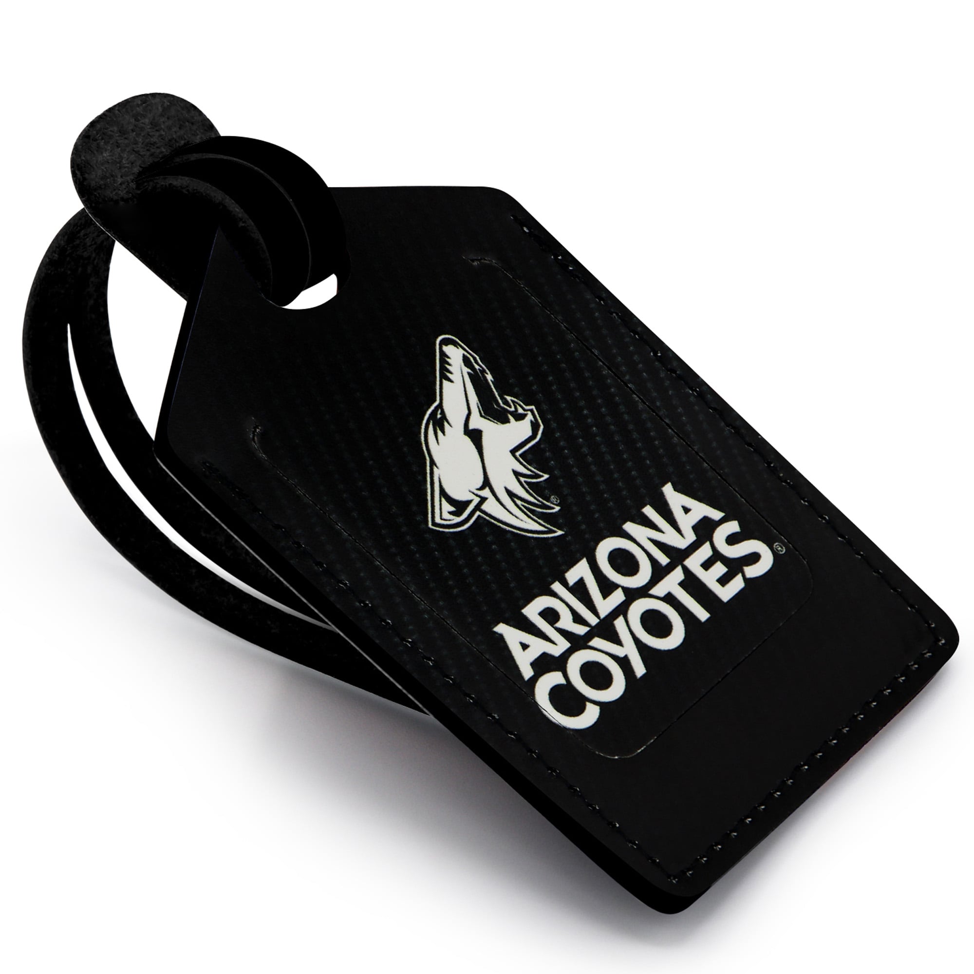 Black Arizona Coyotes Personalized Leather Luggage Tag