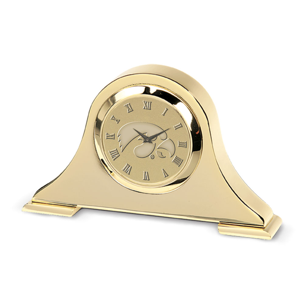 Iowa Hawkeyes Gold Napoleon Desk Clock