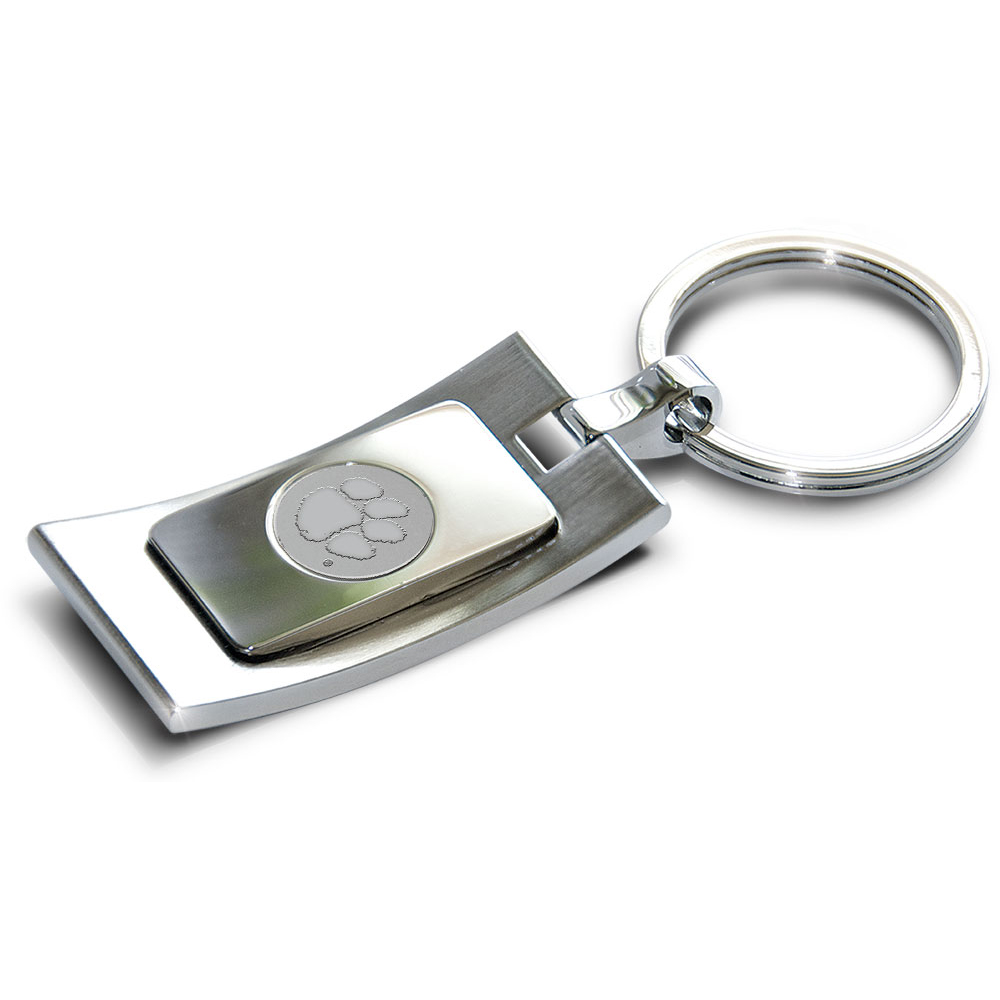 Silver Clemson Tigers Curve Key Ring