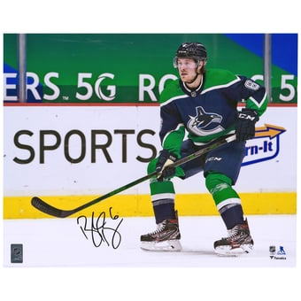 Brock Boeser Vancouver Canucks Autographed 16" x 20" Reverse Retro Jersey Skating Photograph