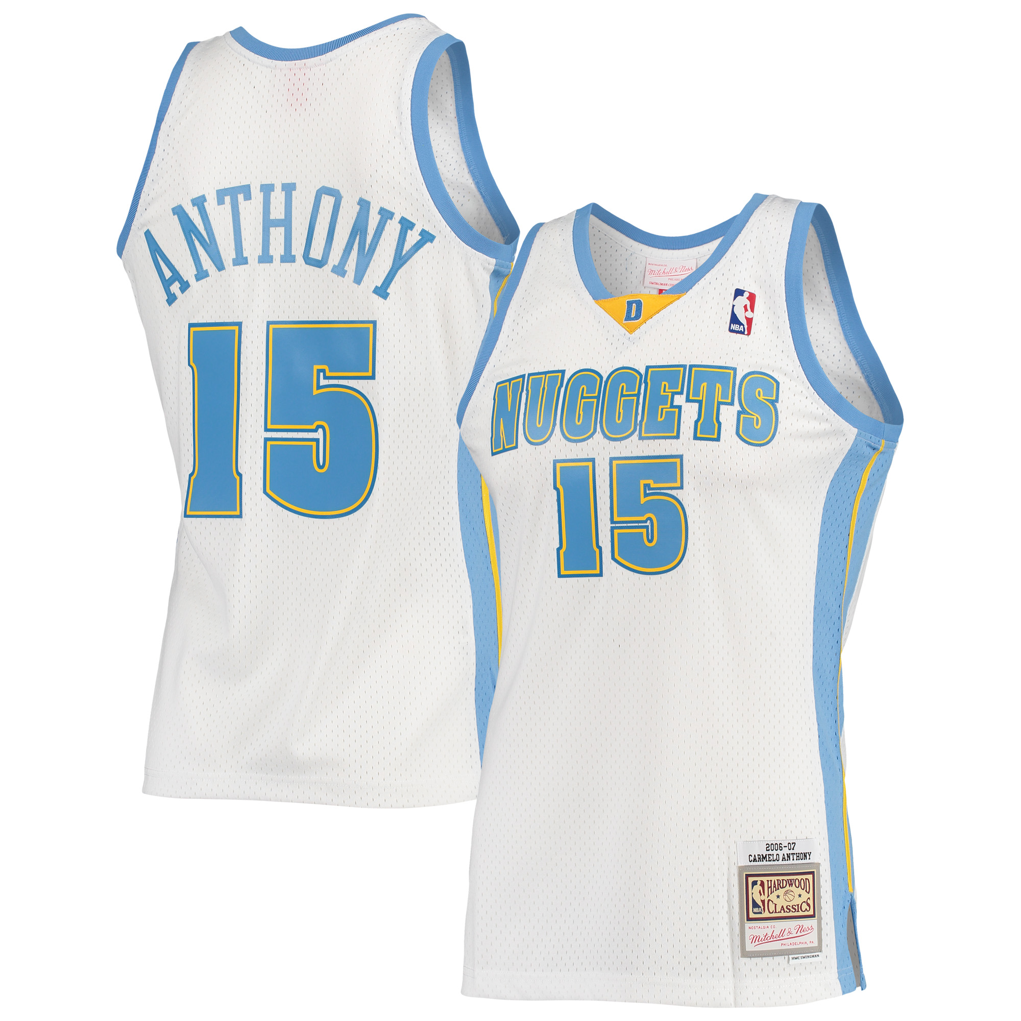 Men's Mitchell & Ness Carmelo Anthony White Denver Nuggets Hardwood Classics Swingman Jersey