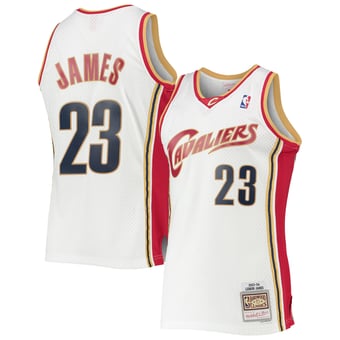 Men's Mitchell & Ness LeBron James White Cleveland Cavaliers Hardwood Classics Swingman Jersey