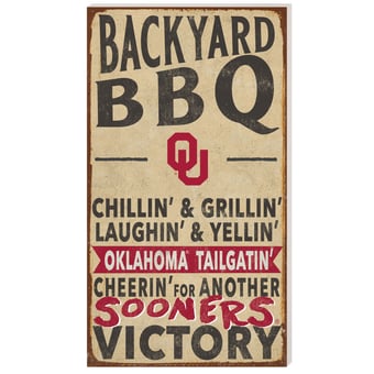 Oklahoma Sooners 11'' x 20'' Indoor/Outdoor BBQ Sign