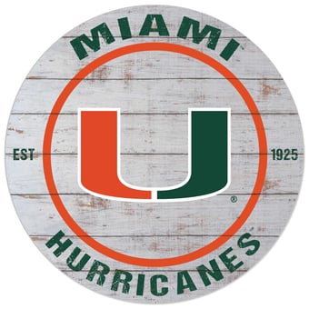 Miami Hurricanes 20'' x 20'' Indoor/Outdoor Weathered Circle Sign
