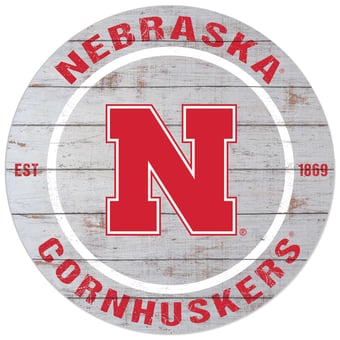 Nebraska Huskers 20'' x 20'' Indoor/Outdoor Weathered Circle Sign