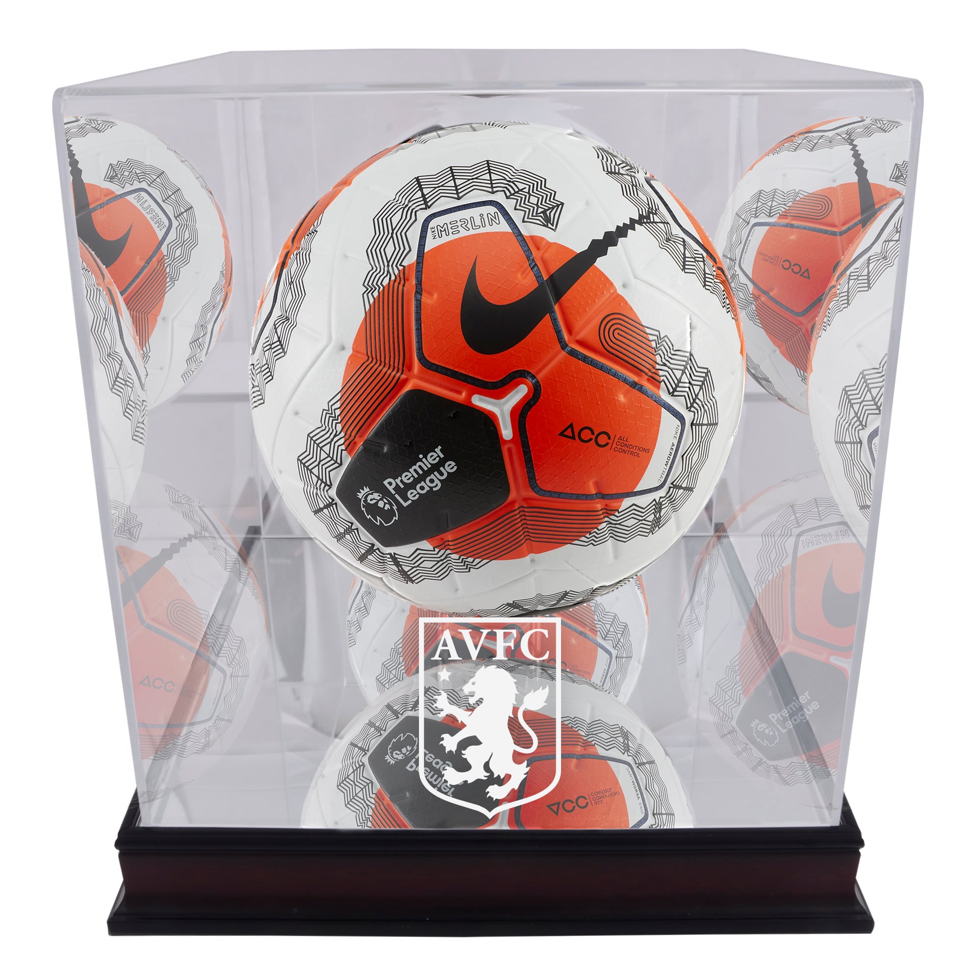 Aston Villa Mahogany Team Logo Soccer Ball Display Case