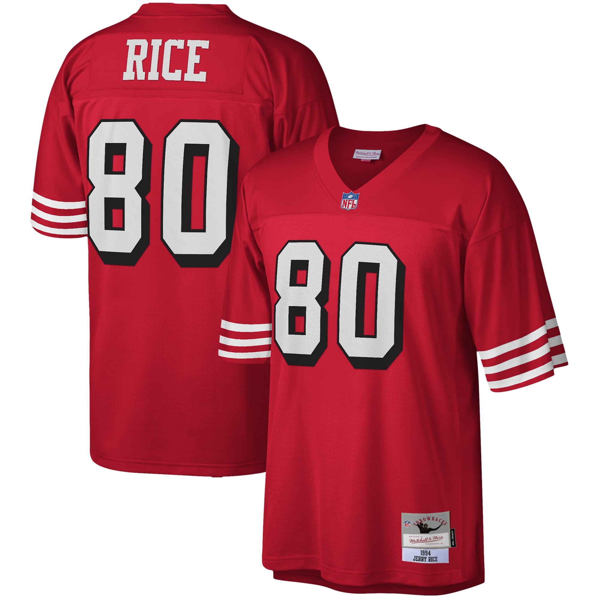 Maglia da uomo Mitchell & Ness Jerry Rice Scarlet San Francisco 49ers Legacy Replica