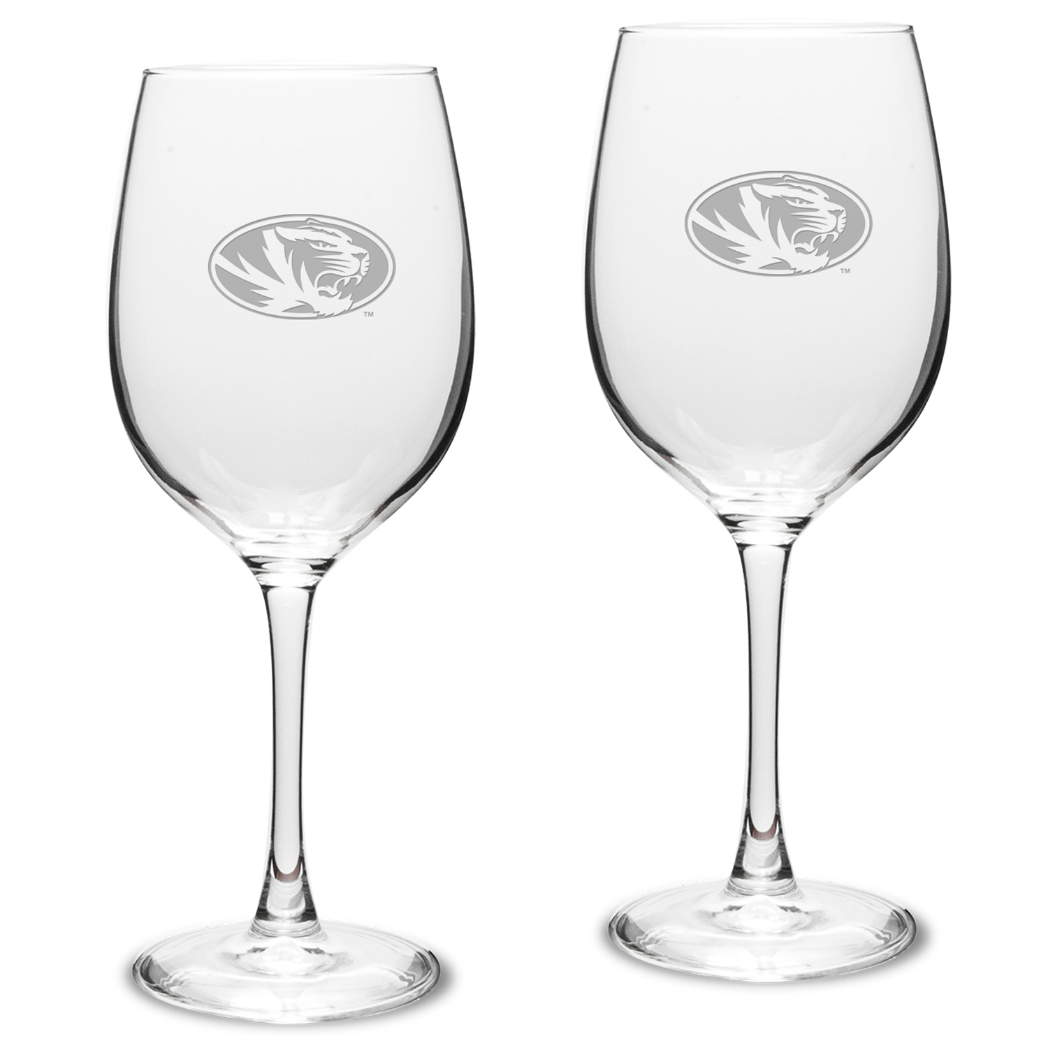 Missouri Tigers 2-Piece 16oz. Traditional White Wine Glass Set