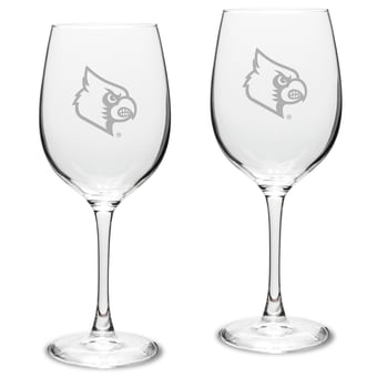 Louisville Cardinals 2-Piece 16oz. Traditional White Wine Glass Set
