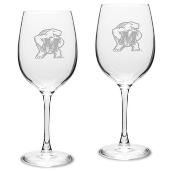 Maryland Terrapins 2-Piece 16oz. Traditional White Wine Glass Set