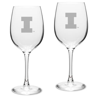 Illinois Fighting Illini 2-Piece 16oz. Traditional White Wine Glass Set