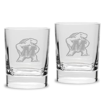 Maryland Terrapins 2-Piece 11.75oz. Square Double Old-Fashioned Glass Set
