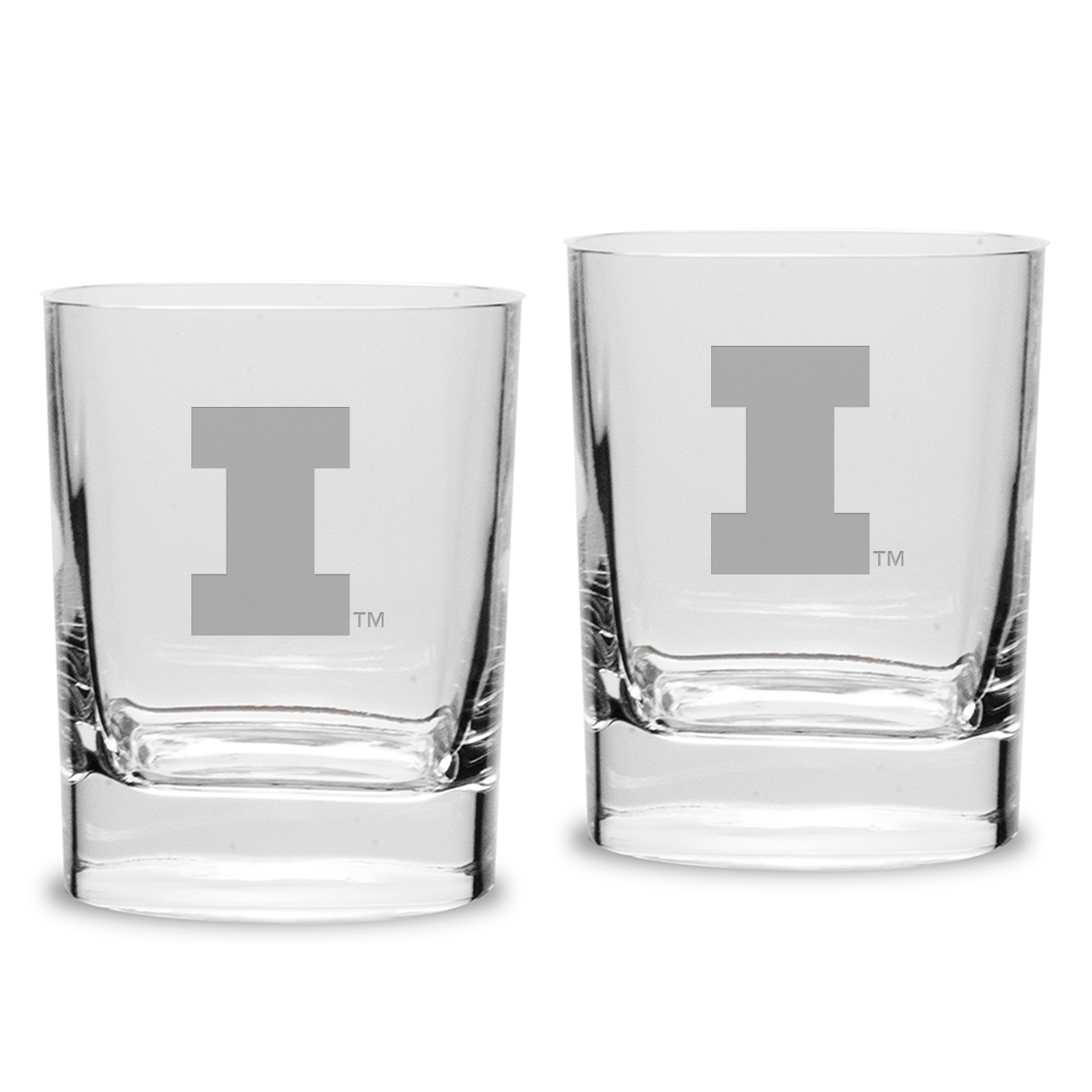 Illinois Fighting Illini 2-Piece 11.75oz. Square Double Old-Fashioned Glass Set