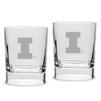 Illinois Fighting Illini 2-Piece 11.75oz. Square Double Old-Fashioned Glass Set